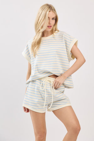 Light blue striped top