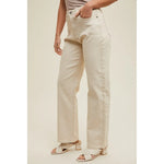 Cotton Ecru Denim Pants with Pockets