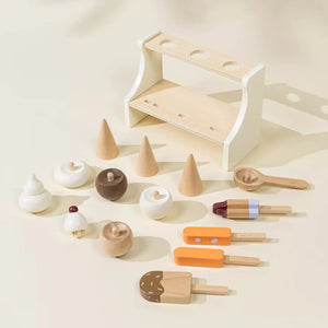 Wooden Ice Cream Stand and Accessories