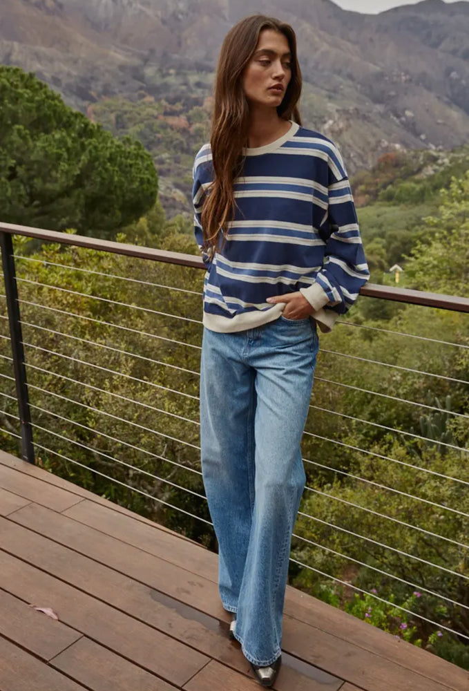 Pre-order 9/29 Blue striped knit crew