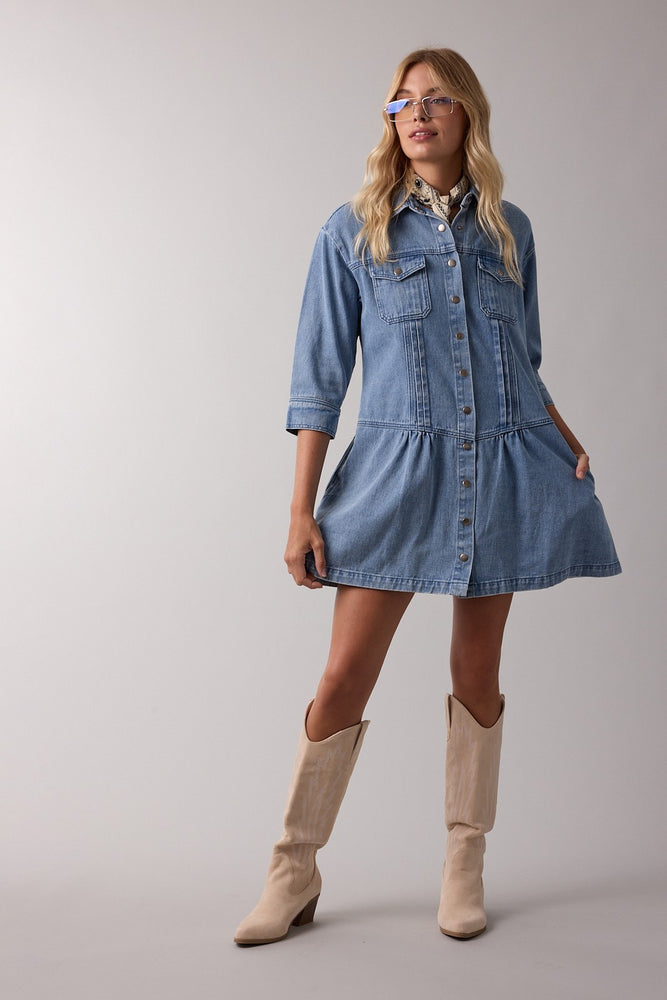 Denim Button-up Mini Dress– Hippie Kids