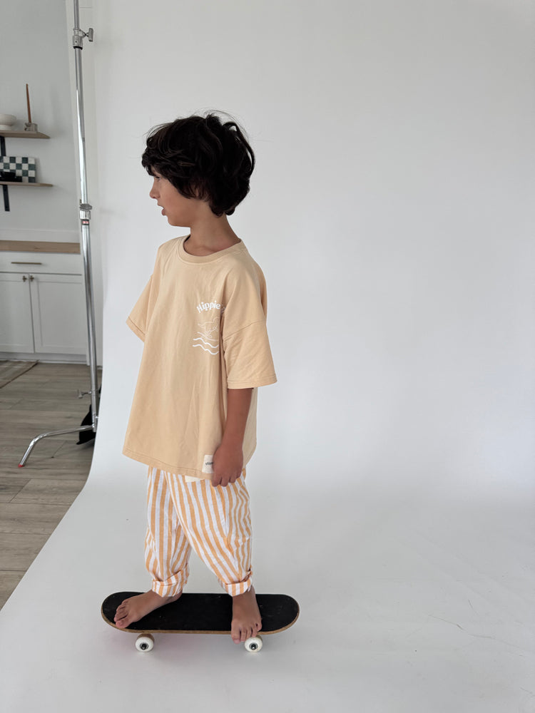 Yellow Striped Unisex Kids Pants