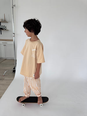 Yellow Striped Unisex Kids Pants