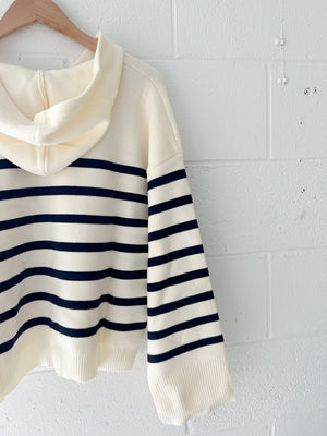Black striped hooded sweater