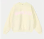 Butter Yellow Pink letters Varsity Crewneck
