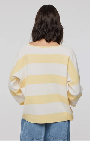 Lemon striped Notch Sweater