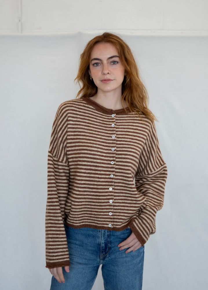 Brown mini striped cardigan