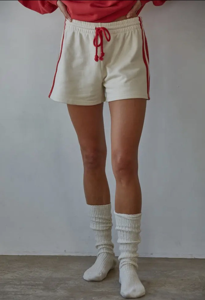 Red cotton knit terry shorts