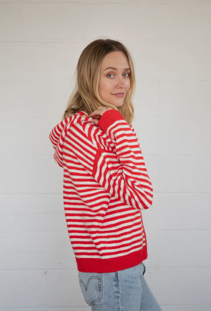 Cooper Red and White striped zipper