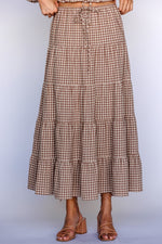 Brown Gingham maxi skirt