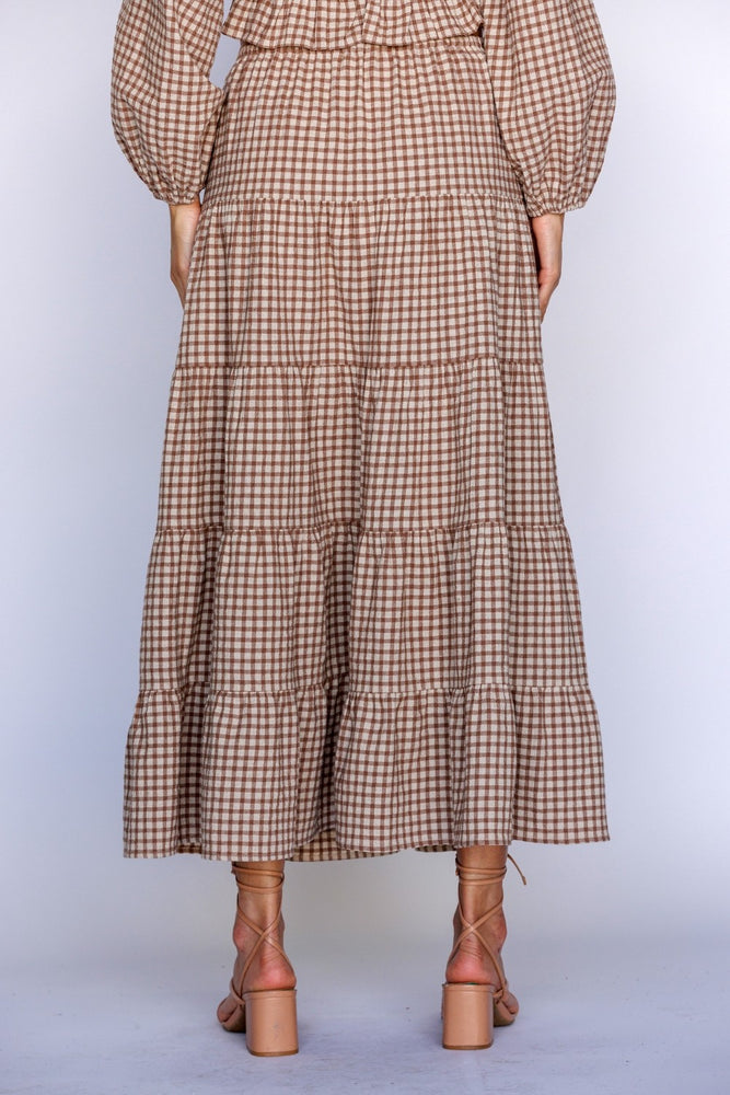 Brown Gingham maxi skirt