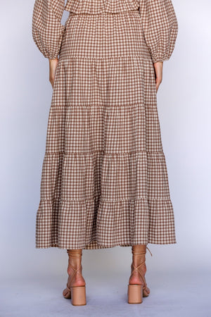 Brown Gingham maxi skirt