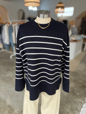 Navy and Cream Striped Sweater