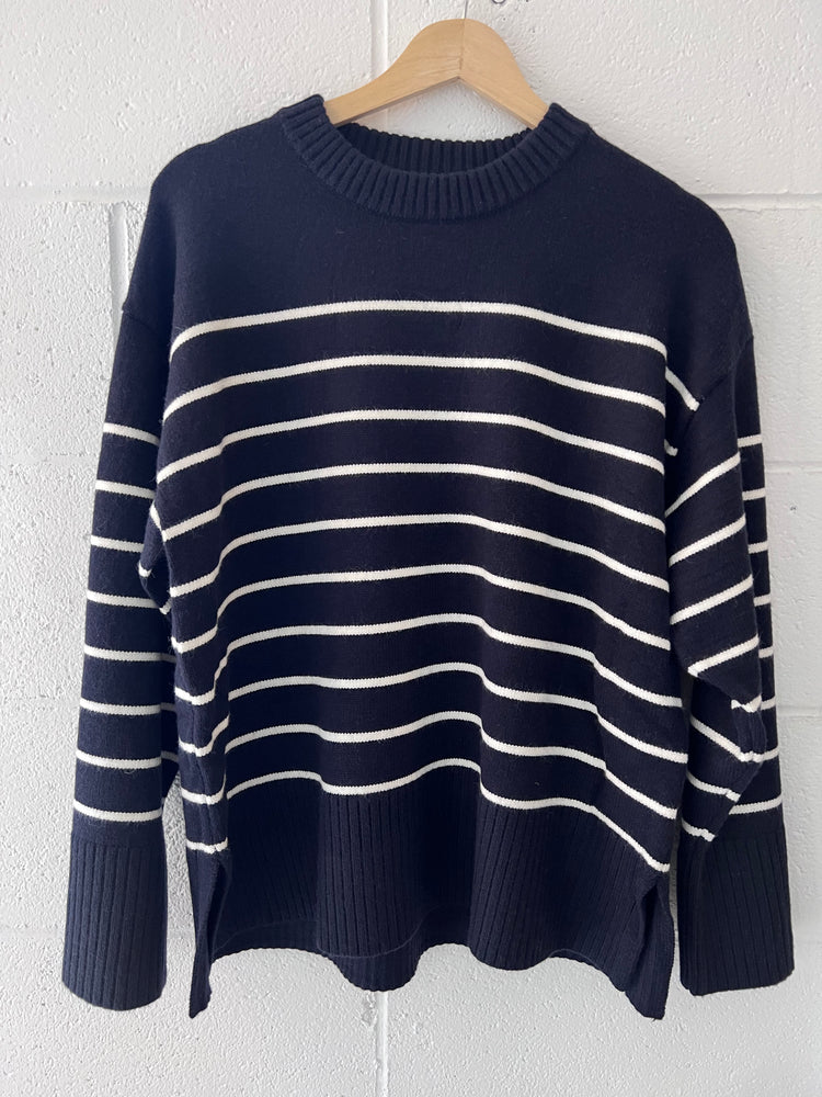 Navy and Cream Striped Sweater
