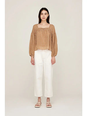 Chai Square Neck Gingham Blouse