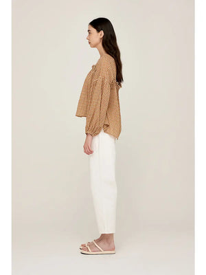 Chai Square Neck Gingham Blouse