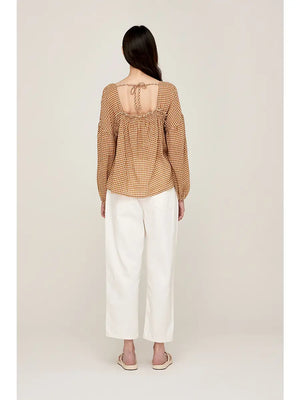 Chai Square Neck Gingham Blouse