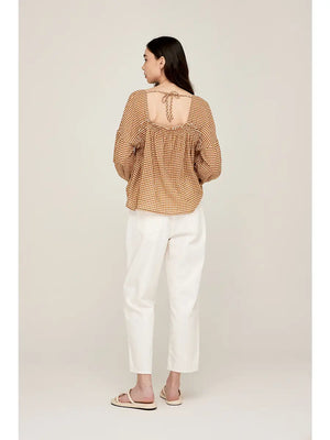 Chai Square Neck Gingham Blouse