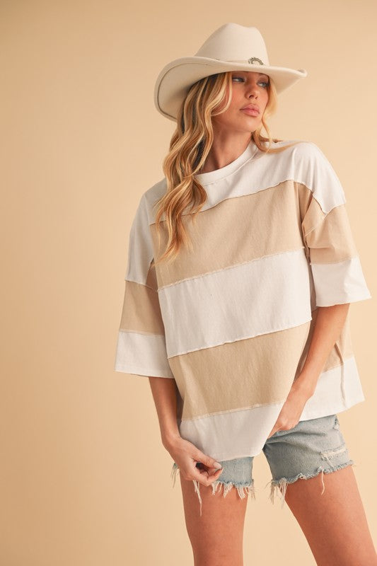 Cream and striped oat top