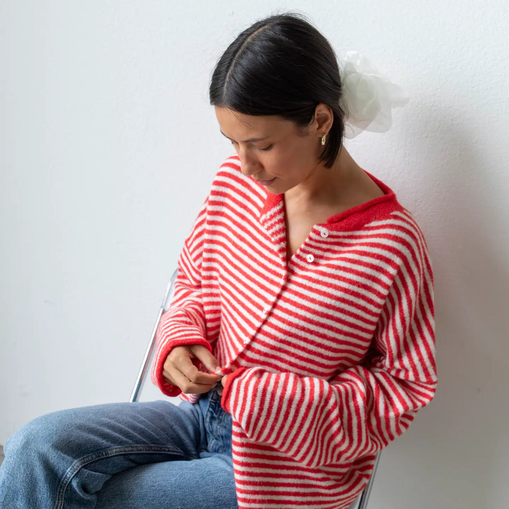 Mini Red Striped Piper Cardigan