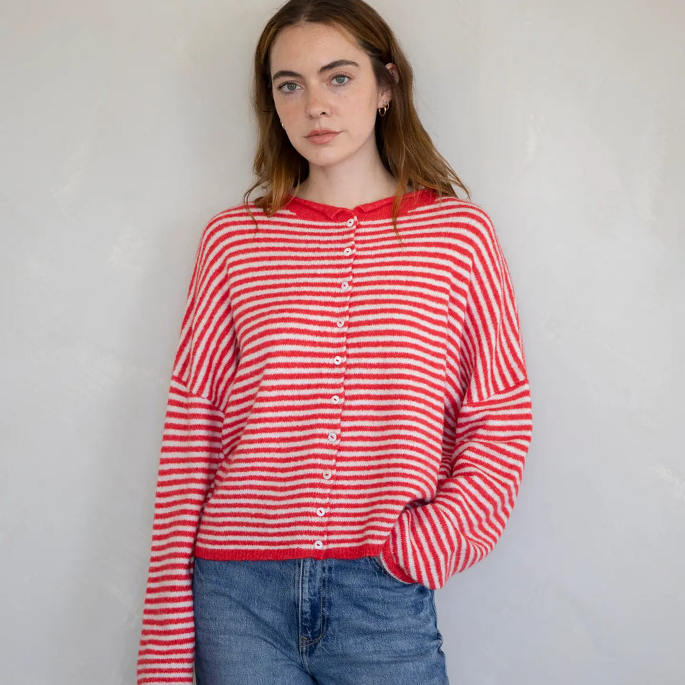 Mini Red Striped Piper Cardigan