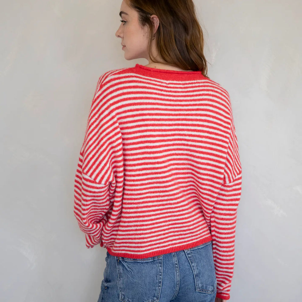 Mini Red Striped Piper Cardigan