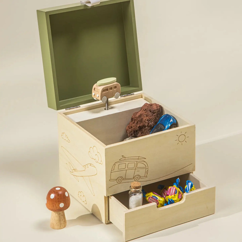 Wooden Musical Souvenir Box - Travel