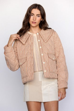 Rust gingham quilted Jacket