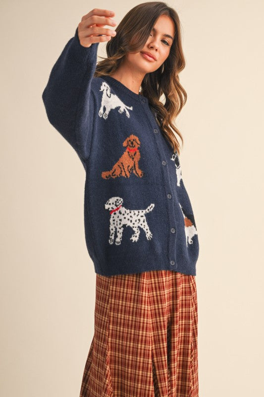 Dog Knit Sweater Cardigan