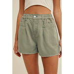 Olive RAW EDGE HEM DENIM SHORTS