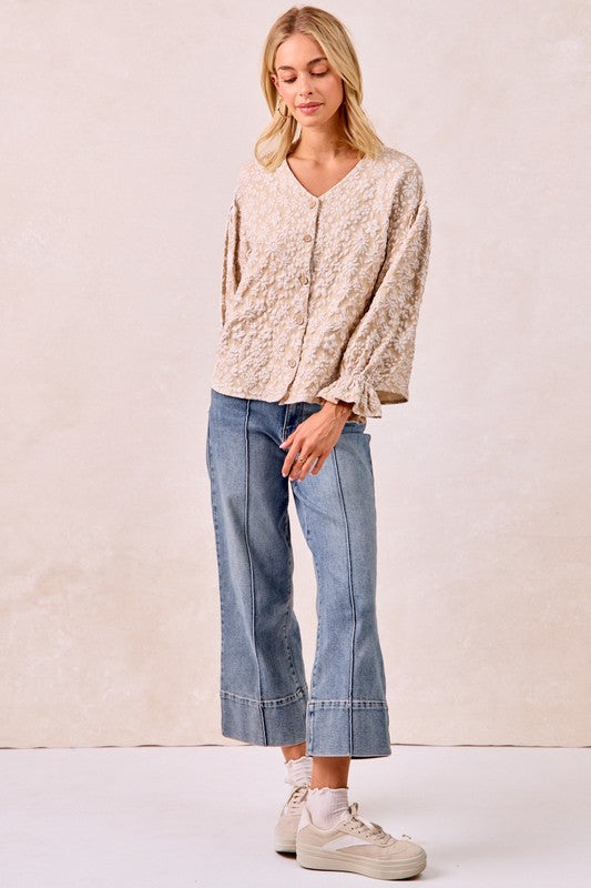 Floral textured top