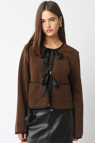 Brown Sherpa tie jacket