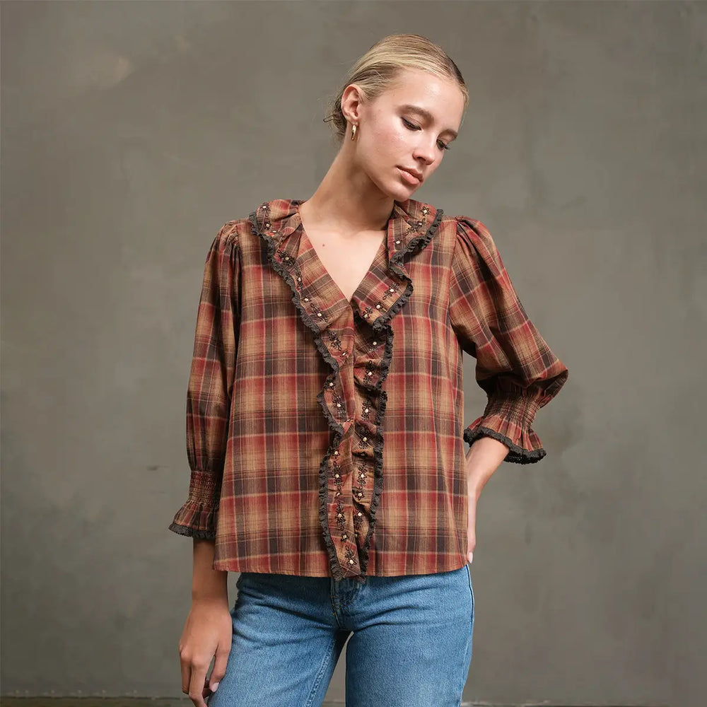 Ruffle plaid Alex blouse