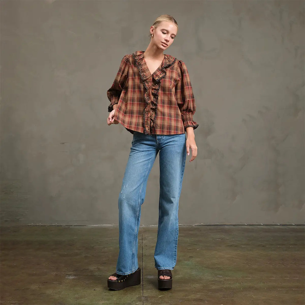 Ruffle plaid Alex blouse