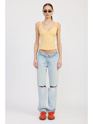 Butter yellow V Neck Cami Top