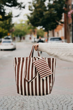 Brown Striped Tote Bag