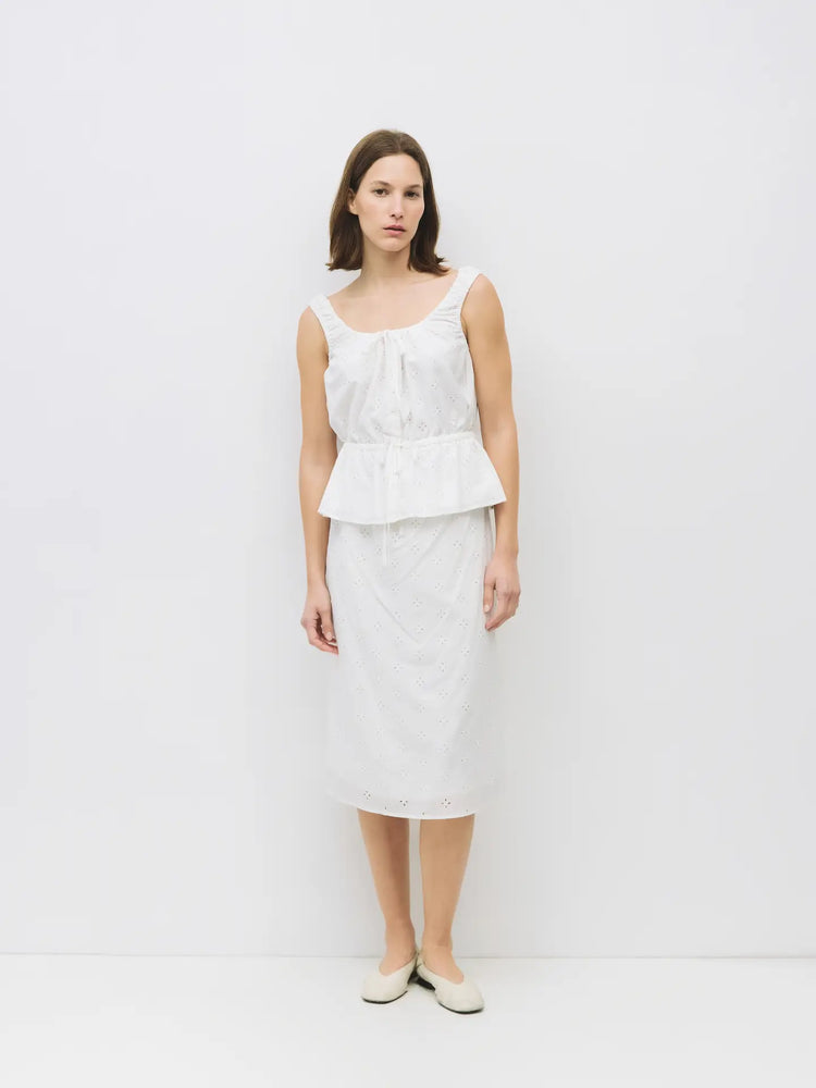 The Kristina Top | Cotton Eyelet Gathered Top