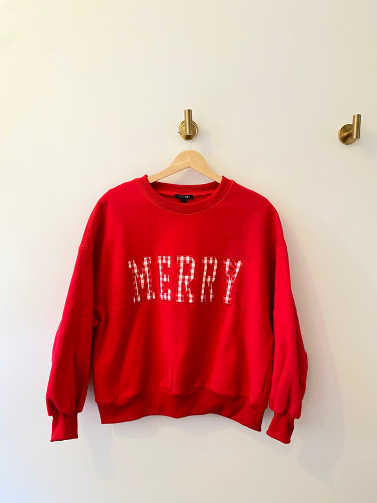 MERRY GINGHAM RED SWEATSHIRT