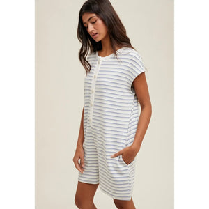Striped light blue Knit Romper