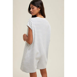 Striped light blue Knit Romper