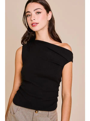 Asymmetrical Neck Sweater Top
