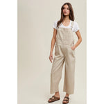 Taupe Gingham Denim Overall