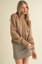 Long Puff Sleeve Sweater Cardigan
