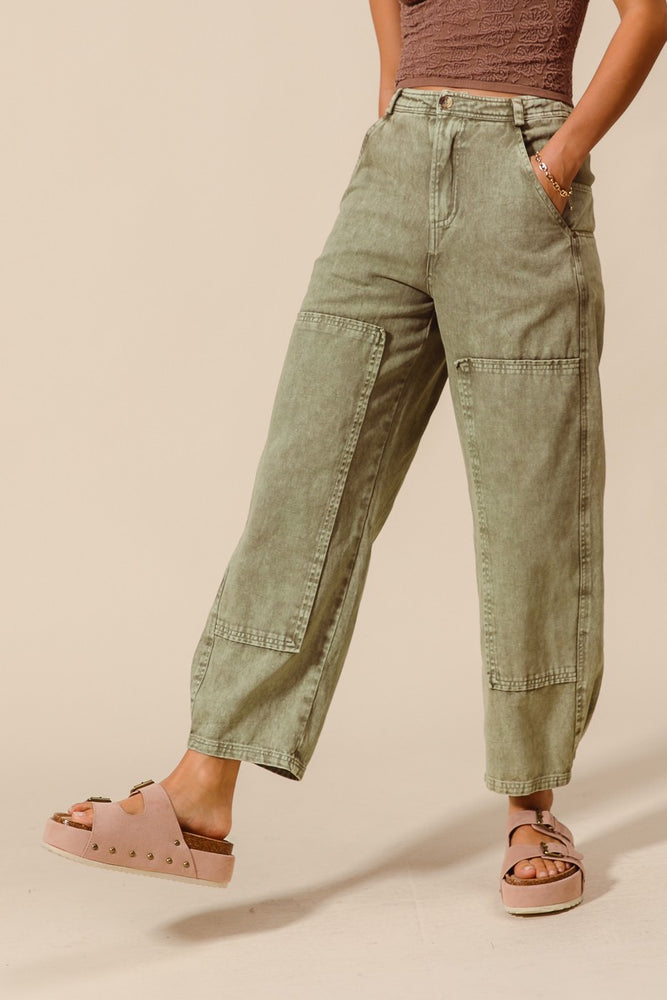 Light Olive Barrel Pants