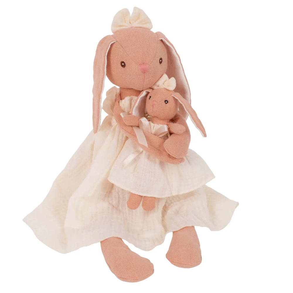 Mom and Baby Bunny Linen Dolls