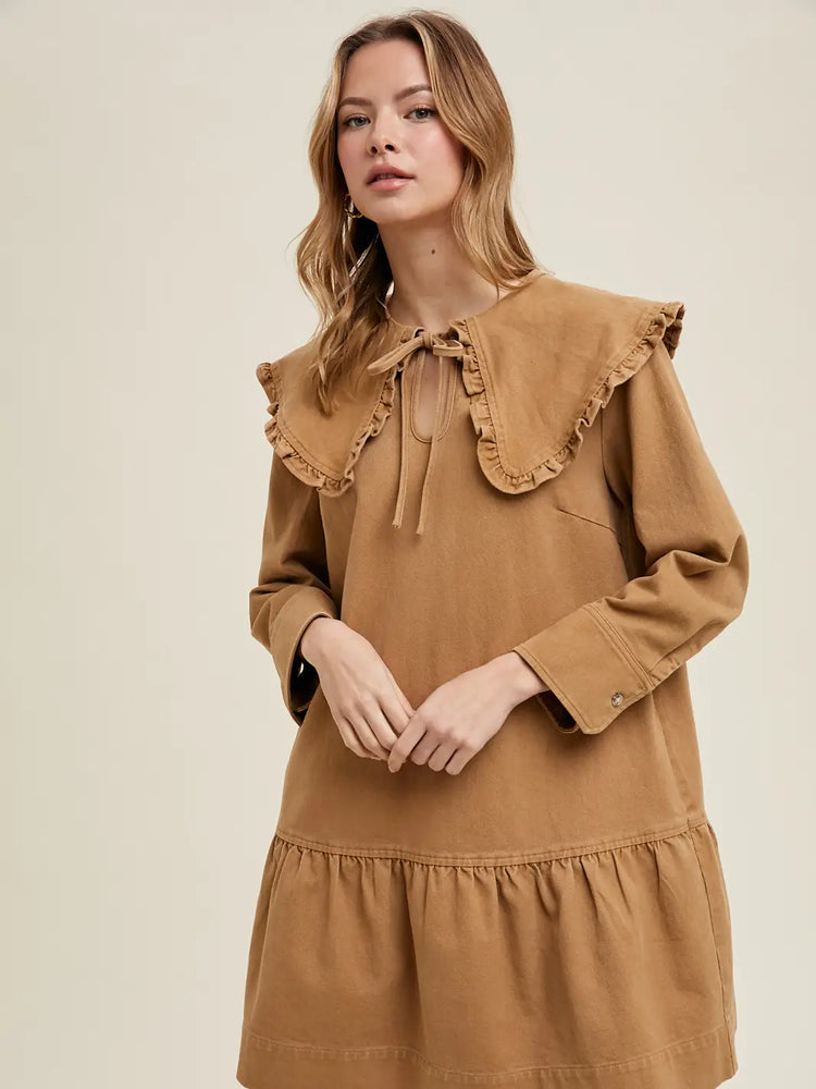 Ruffled Peter Pan Collar Mini Dress