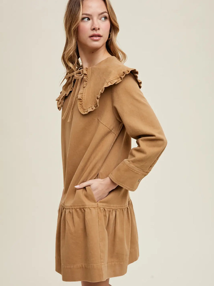 Ruffled Peter Pan Collar Mini Dress