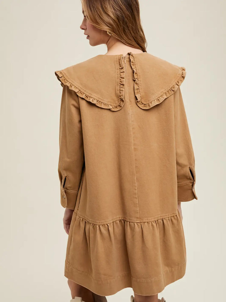 Ruffled Peter Pan Collar Mini Dress