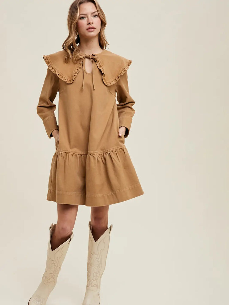 Ruffled Peter Pan Collar Mini Dress