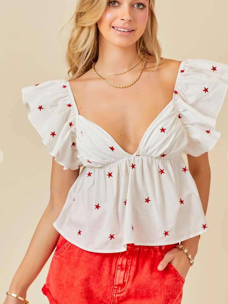 Stars ruffled top